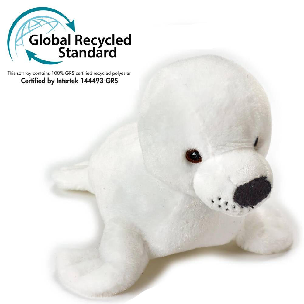 Eco Friendly Stuffed Animal Realistic and Lifelike White Seal l.cm. 27 at Brussels Belgium